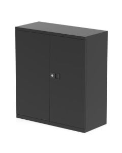 Qube by Bisley 2 Door Stationery Cupboard with Shelf Black BS0024
