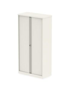 Qube by Bisley Side Tambour Cupboard 2000mm without Shelves Chalk White BS0015