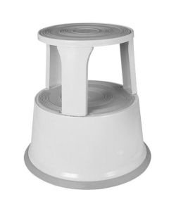 ValueX Metal Step Stool With Castors Grey 7RLSTEP-GY