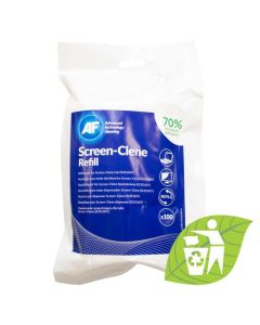 AF PC Screen Cleaning Wipes Eco Refill Pouch (Pack 100) SCR100R