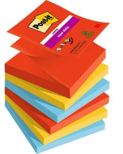 Post it Super Sticky Z Notes Playful Colours 76x76mm 90 Sheets (Pack 6) 7100258797