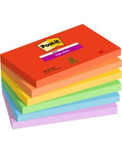 Post it Super Sticky Notes Playful Colours 76x127mm 90 Sheets (Pack 6) 7100258796