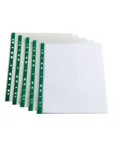 ValueX Punched Pocket A4 Glass Clear 60 micron Green Reinforcing Strip (Pack 100) - 8020614