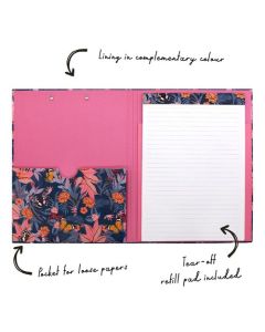 Pukka Pad Bloom A4 Padfolio Blue Floral With Matching Refill Pad 9580-BLM