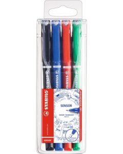 STABILO SENSOR Fineliner Pen 0.3mm Line Black/Blue/Red/Green (Wallet 4) 189/4