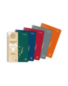 Clairefontaine Forever Recycled A4 Wirebound Notebooks 120 Pages 90gsm Feint Ruled Paper Assorted Colours (Pack 5) - 68406C