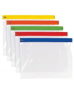 Tiger Polythene Zippy Bags A4 Plus Assorted Colour Zips (Pack 25) - 302139