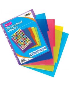 Tiger Personalised 5 Part Polypropylene Dividers A4 Assorted Colours - 301548