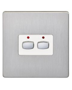 EnerGenie MiHome Smart Brushed Steel 2 Gang Light Switch