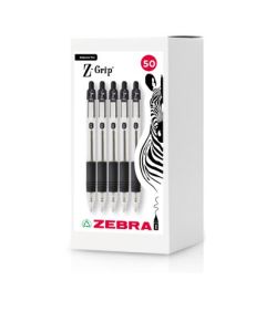 Zebra Z-Grip Retractable Ballpoint Pen 1.0mm Tip Black (Pack 50) - 02757