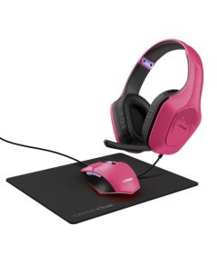 Trust GXT 790P Tridox 3in1 Bundle Pink Zirox Wired 3.5mm Headset Felox 6400 DPI Wired Mouse and Mousepad