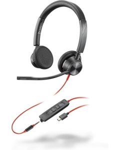 HP Poly Blackwire 3325 Stereo Microsoft Teams Certified USB-C Wired Headset +3.5mm Plug +USB-C to USB-A Adapter