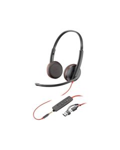 HP Poly Blackwire 3225 Stereo USB-C Wired Headset with 3.5mm Plug and USB-C to USB-A Adapter