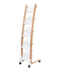 Alba Mobile Wooden Floor Stand 5 Shelves A4 Format Literature Display H1650 x W360 x D520mm Light Wood/White - DD5PMW BC