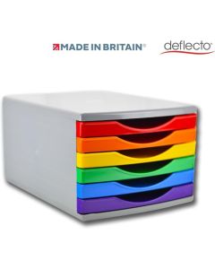 Deflecto 180mm Drawer Tower Unit 6 x 30mm Rainbow Colours - CP146YTRBW