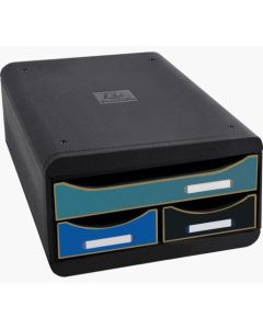 Exacompta Neo Deco Small Box Mini 3 Drawer Unit 347 x 278 x 130mm Assorted Colours (Each) - 311505D