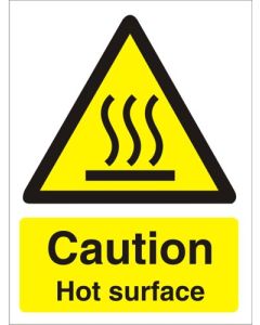 Seco Warning Safety Sign Caution Hot Surface Semi Rigid Plastic 50 x 75mm (Pack 5) - W0187SRP50X75 P5