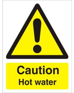 Seco Warning Safety Sign Caution Hot Water Self Adhesive Vinyl 50 x 75mm (Pack 5) - W0189SAV50X75 P5