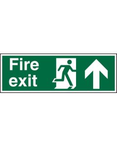 Seco Photoluminescent Safe Prodecure Safety Sign Fire Exit Man Running Right and Arrow Pointing Up Glow In The Dark 450 x 150mm - SP129PLV450X150