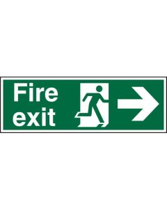 Seco Safe Procedure Safety Sign Fire Exit Man Running and Arrow Pointing Right Semi Rigid Plastic 450 x 150mm - SP121SRP450X150