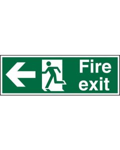 Seco Safe Procedure Safety Sign Fire Exit Man Running and Arrow Pointing Left Semi Rigid Plastic 450 x 150mm - SP120SRP450X150