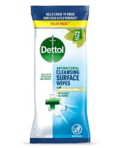 Dettol Antibacterial Biodegradable Cleansing Surface Wipes (Pack 72) - 3151478
