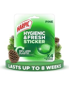 Harpic Hygienic & Fresh Pine Toilet Stickers Adhesive Toilet Block (Pack 4) - 3275287