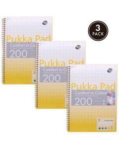 Pukka Pads Irlen Jotta A4 Wirebound 200 Gold Perforated Pages Paper Tinted Ruling With Margin (Pack 3) - IRLJOTA4(GOLD)