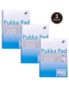 Pukka Pads Irlen Jotta A4 Wirebound 200 Turquoise Perforated Pages Paper Tinted Ruling With Margin (Pack 3) - IRLJOTA4(TURQ)