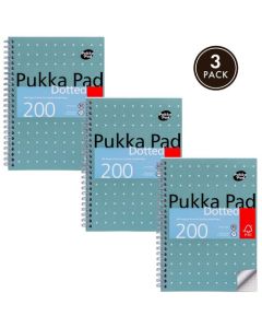 Pukka Pads Metallic Jotta Notepad Wirebound A5 5mm Dotted Grid 200 Perforated Pages Green (Pack 3) - JM021DOT