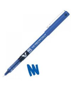 Pilot V5 Hi-Tecpoint Liquid Ink Rollerball Pen 0.5mm Tip 0.3mm Line Blue (Pack 12) - 100101203
