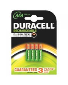 Duracell AAA Rechargeable Batteries 750mAh (Pack 4) - DURHR03B4-750SC