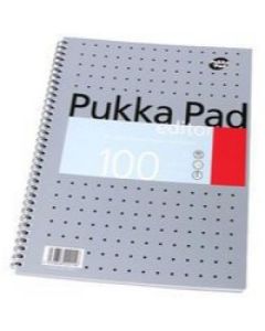 Pukka Pad Editor A4 Wirebound Card Cover Notebook Ruled 100 Pages Metallic Silver (Pack 3) - EM003