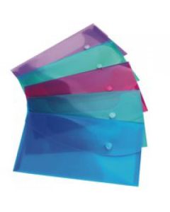 Rapesco Popper Wallet Polypropylene DL Bright Transparent Assorted (Pack 5) - 0690