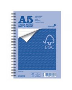 Silvine FSC A5 Wirebound Card Cover Notebook Ruled 160 Pages Blue (Pack 5) - FSCTWA5