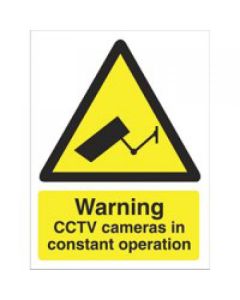 Seco Warning Safety Sign CCTV Cameras In Constant Operation Self Adhesive Vinyl 150 x 200mm - W0143SAV-150X200