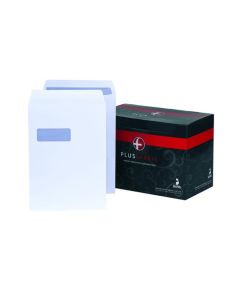 Plus Fabric Pocket Envelope C4 Self Seal Window 120gsm White (Pack 250) - H27070