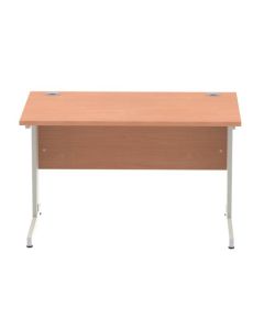 Impulse 1200 x 800mm Straight Desk Beech Top Silver Cable Managed Leg I000459