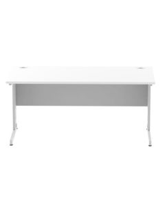 Impulse 1600 x 800mm Straight Desk White Top Silver Cable Managed Leg I000480