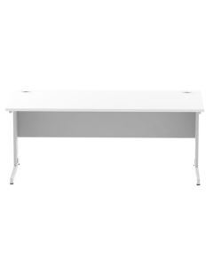 Impulse 1800 x 800mm Straight Desk White Top Silver Cable Managed Leg I000481