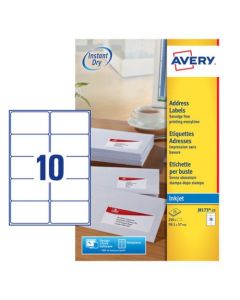 Avery Inkjet Address Label 99x57mm 10 Per A4 Sheet White (Pack 250 Labels) J8173-25
