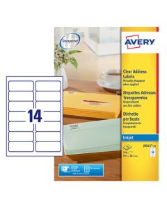 Avery Inkjet Address Label 99.1x38.1mm 14 Per A4 Sheet Clear (Pack 350 Labels) J8563-25