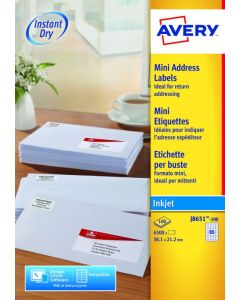 Avery Inkjet Address Label 38x21mm 65 Per A4 Sheet White (Pack 6500 Labels) J8651-100