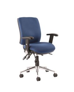 Chiro Medium Back Chair Blue With Adjustable And Folding Arms KC0004