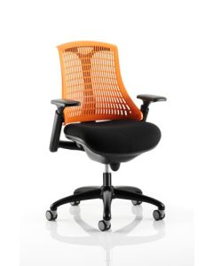 Flex Medium Back Task Operator Office Chair with Arms Black Frame Orange/Black - KC0075