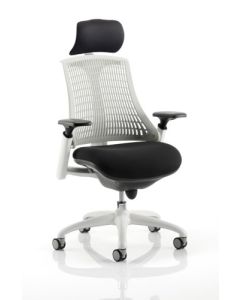 Flex Chair White Frame Moonstone White Back With Headrest KC0088
