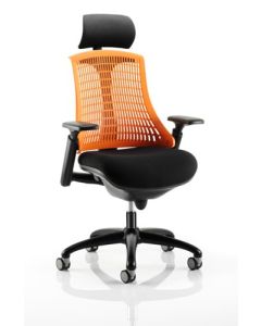 Flex Chair Black Frame With Orange Back With Headrest KC0107