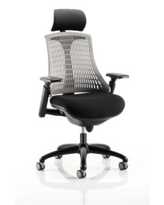 Flex Chair Black Frame With Grey Back With Headrest KC0109