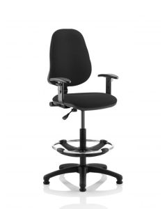 Eclipse Plus I Black Chair With Adjustable Arms With Hi Rise Kit KC0246