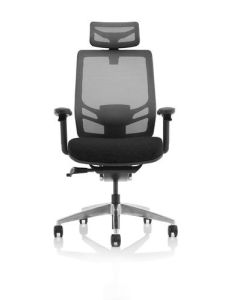 Ergo Click Chair Black Fabric Seat Black Mesh Back with Headrest KC0296